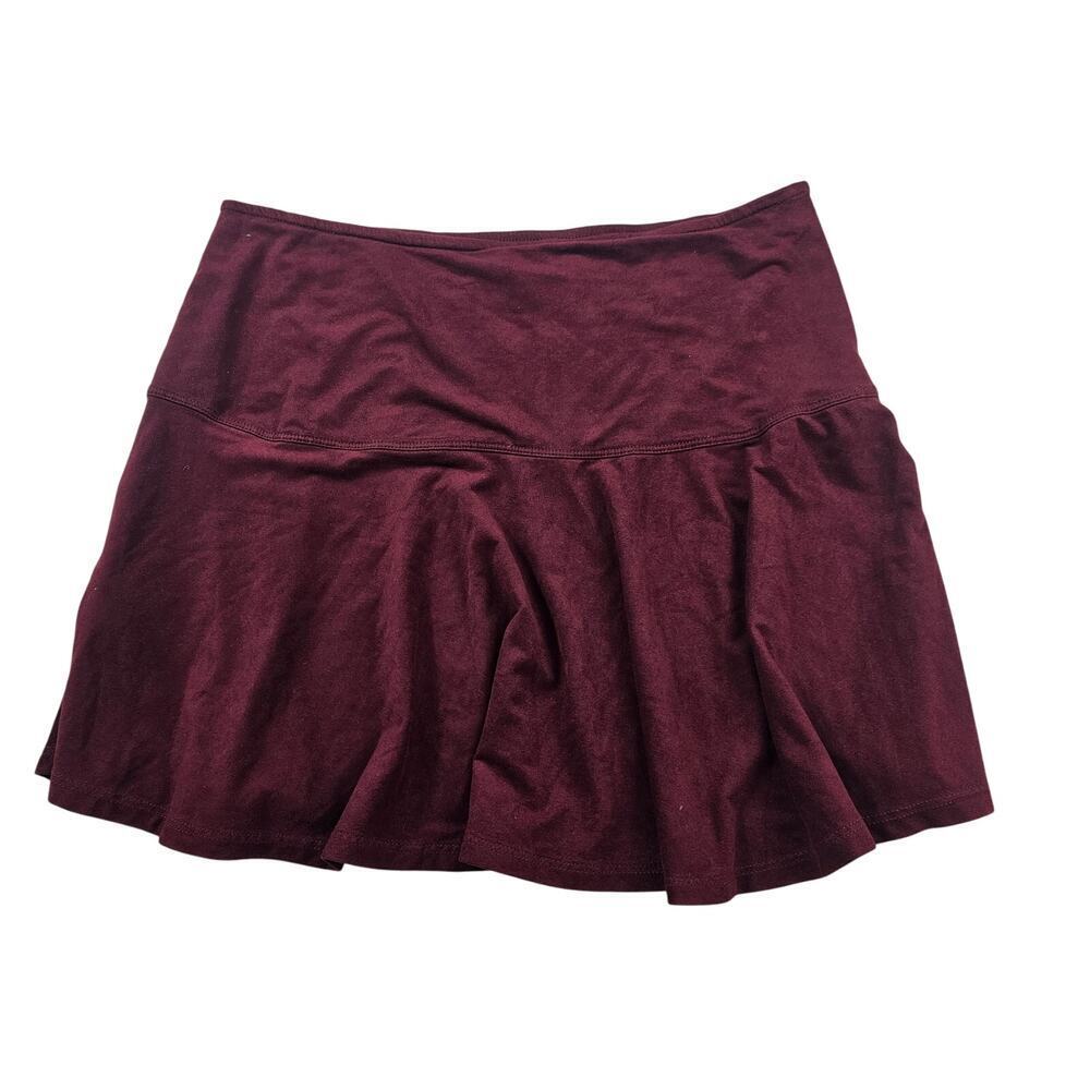 Abercrombie kids XL (women XS) crushed velour maroon soft swing skirt pull on